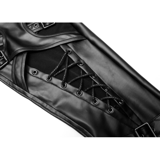 PUNK RAVE Hose Euphoria in Leder-Optik mit Riemen 4XL