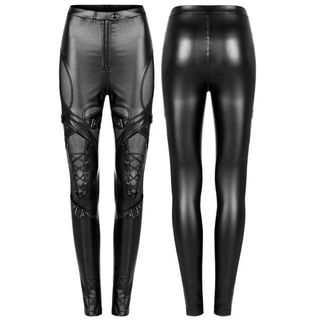 PUNK RAVE Hose Euphoria in Leder-Optik mit Riemen 4XL