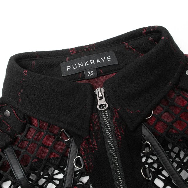 PUNK RAVE Netz-Bolero Batcave schwarz-rot M