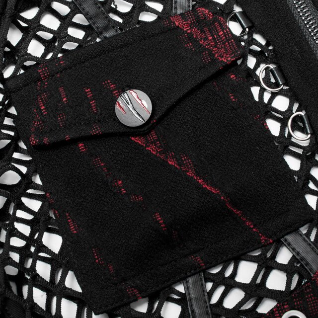 PUNK RAVE Netz-Bolero Batcave schwarz-rot M