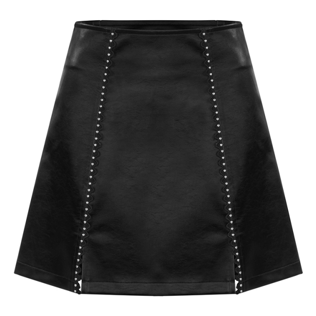 PUNK RAVE Leather Miniskirt Sternenstaub with Studs