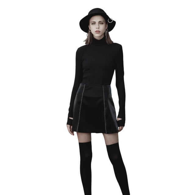 PUNK RAVE Leather Miniskirt Sternenstaub with Studs