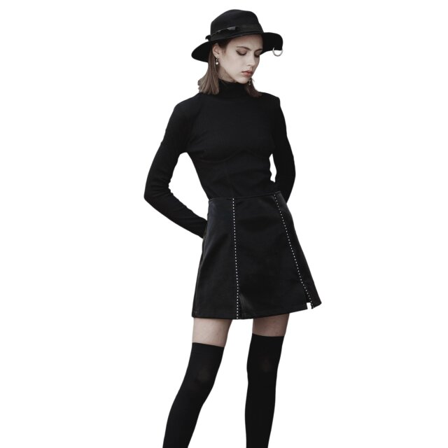 PUNK RAVE Leather Miniskirt Sternenstaub with Studs