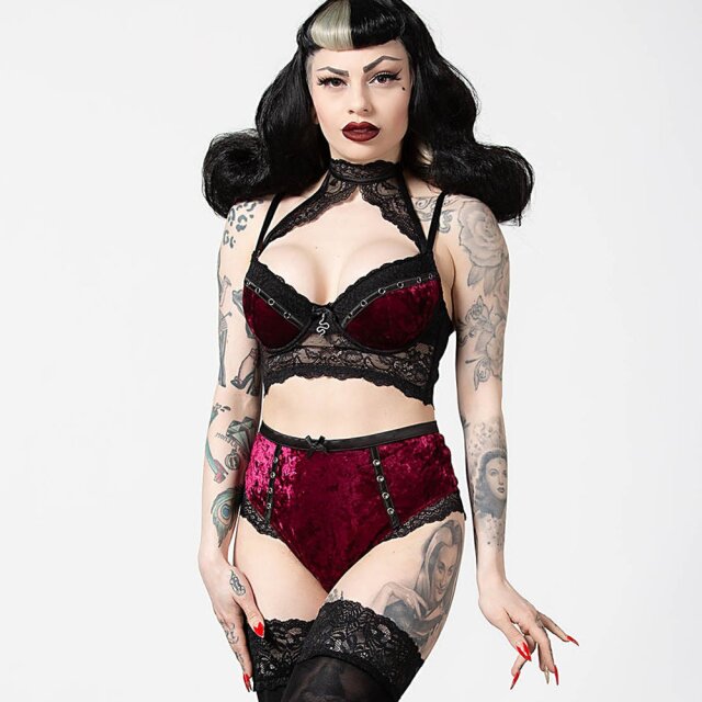 KILLSTAR Mercy lace bra in black or red blood