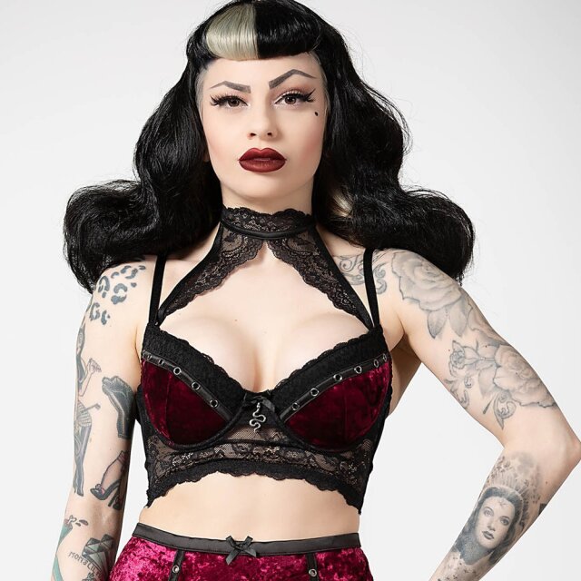 KILLSTAR Mercy lace bra in black or red blood