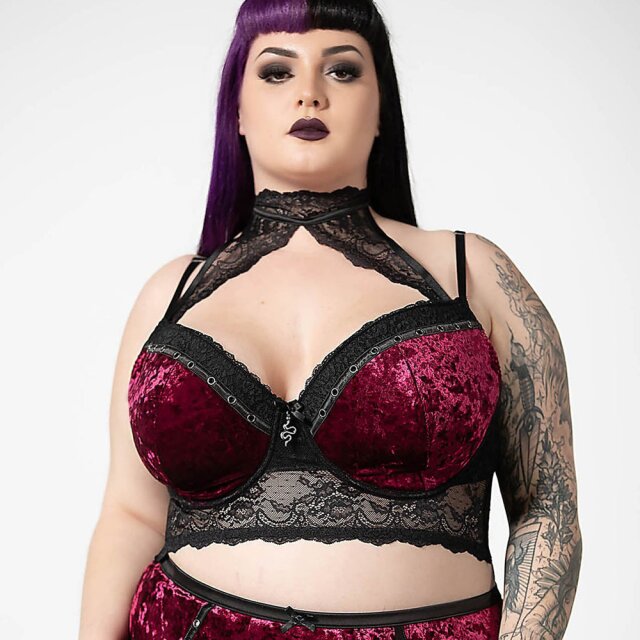 KILLSTAR Mercy lace bra in black or red blood