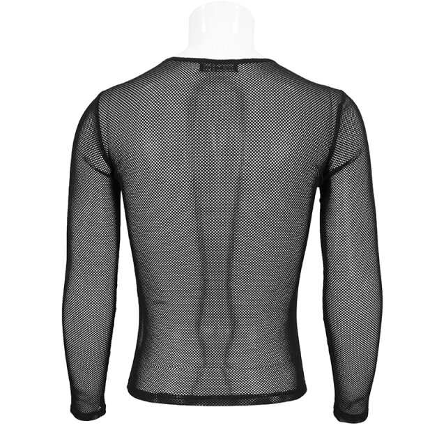 schwarzes Unisex Langarm-Netzshirt XS