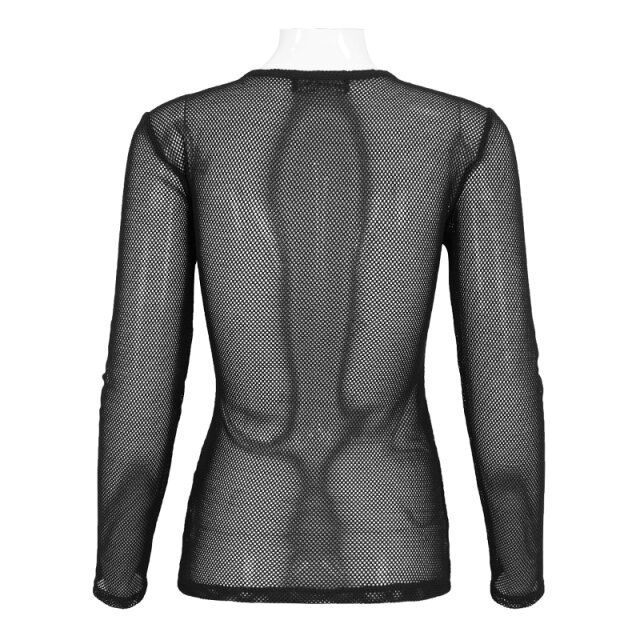 schwarzes Unisex Langarm-Netzshirt XS