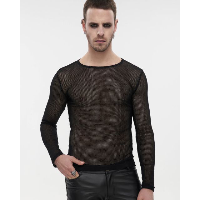 Black Unisex Long Sleeve Mesh Shirt