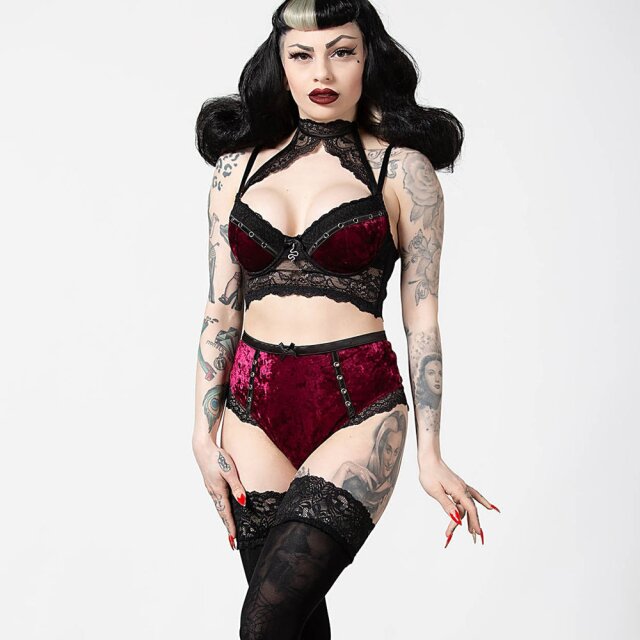 KILLSTAR Mercy Lace Panty in black or red blood