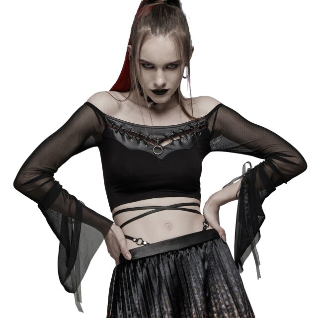 Bauchfreies PUNK RAVE Langarm-Shirt (WT-692TCF) mit...