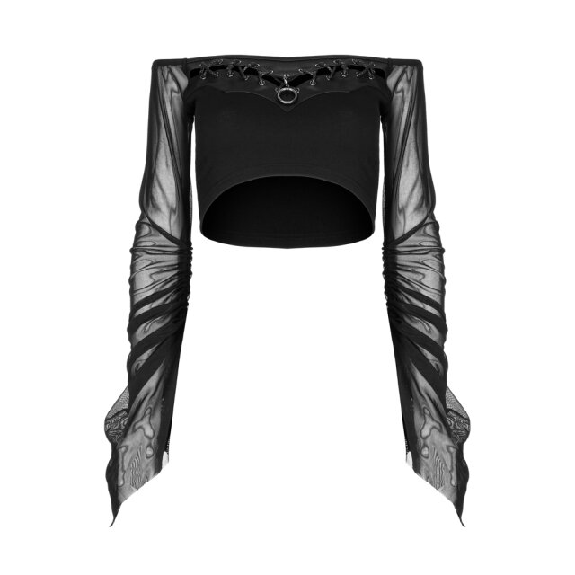 Bellyless PUNK RAVE Shirt Madness with Faux Leather Trim