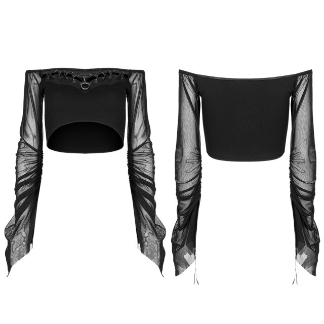 Bellyless PUNK RAVE Shirt Madness with Faux Leather Trim