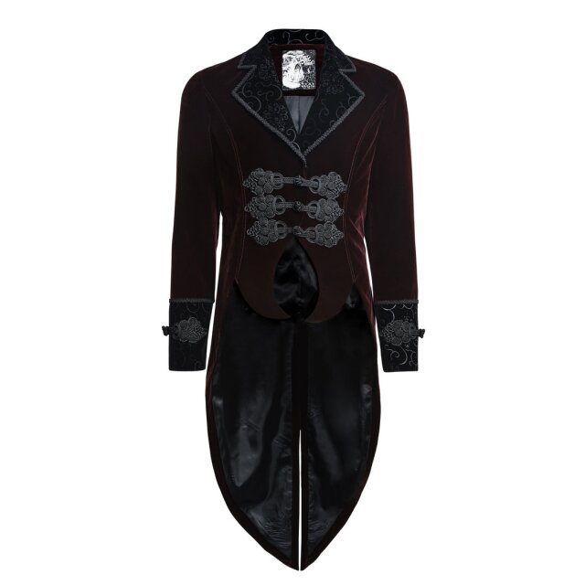 PUNK RAVE Y-635 roter viktorianischer Herren Samtfrack. Alternative Gothic Steampunk Hochzeitsmode