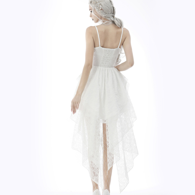 White Hi-Lo Strap Dress Pierida with Butterfly