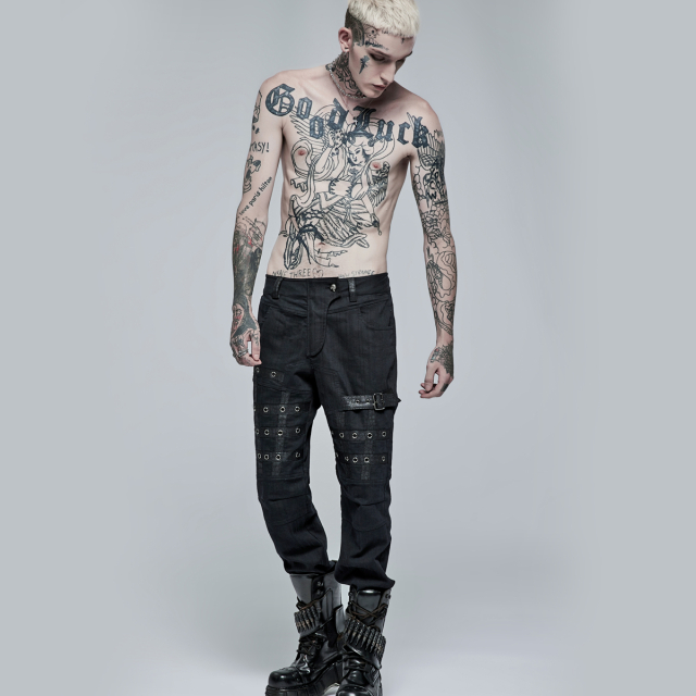 PUNK RAVE Pants After Dark with decorative straps S