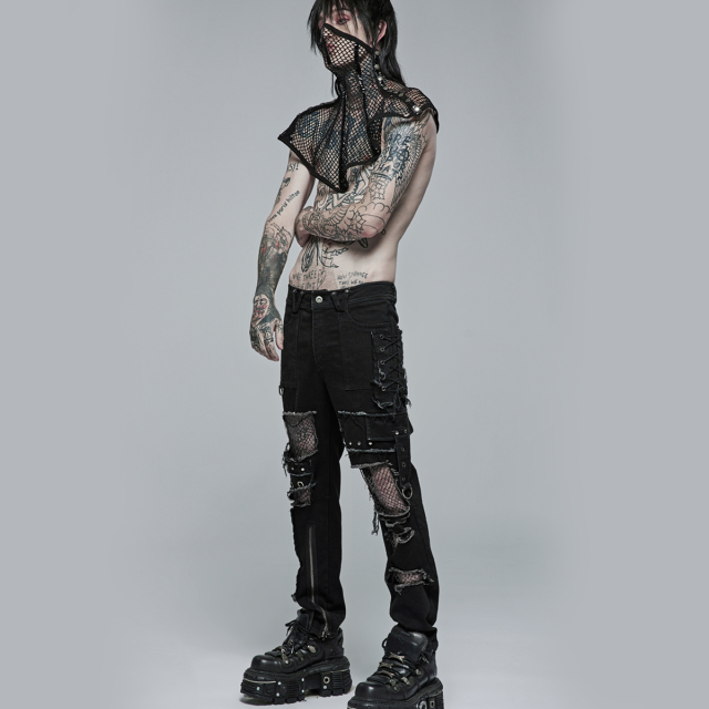 Punk Rave Shredded Trousers Exodus with Mesh