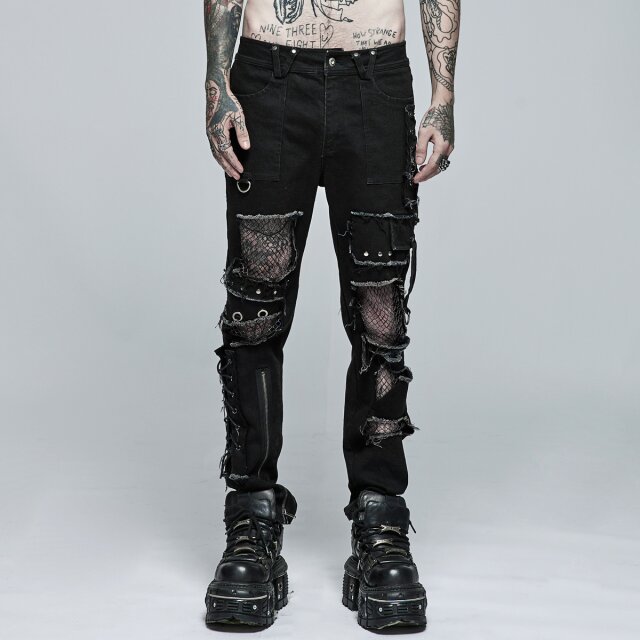 Punk Rave Fetzen-Hose Exodus mit Netz 5XL