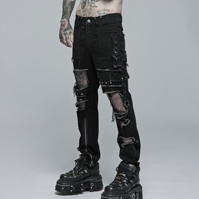 Punk Rave Fetzen-Hose Exodus mit Netz 5XL