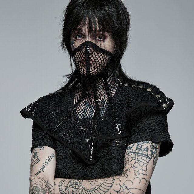 Punk Rave Unisex-Netzkragen Sodom mit Maske S-L