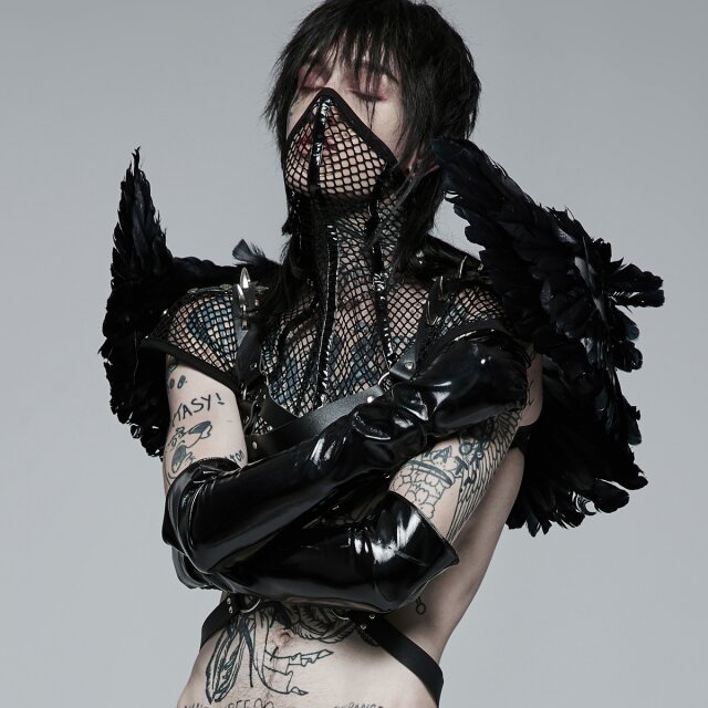 Punk Rave Unisex-Netzkragen Sodom mit Maske S-L