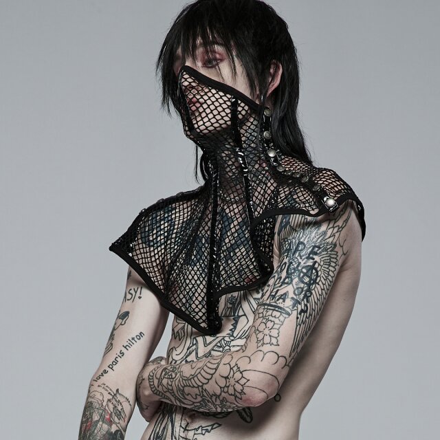 Punk Rave Unisex-Netzkragen Sodom mit Maske XL-3XL