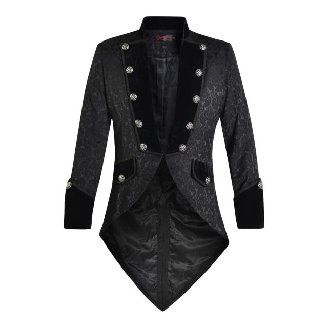 Black Victorian brocade tails. Gothic menswear / wedding fashion