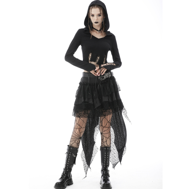 Bauchfreies Kapuzenshirt Glamour Witch mit Zipfeln L-XL