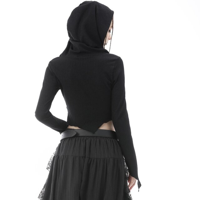 Bauchfreies Kapuzenshirt Glamour Witch mit Zipfeln XXL