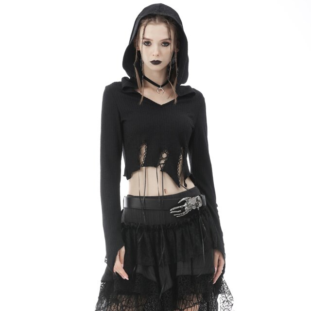 Bauchfreies Kapuzenshirt Glamour Witch mit Zipfeln XXL