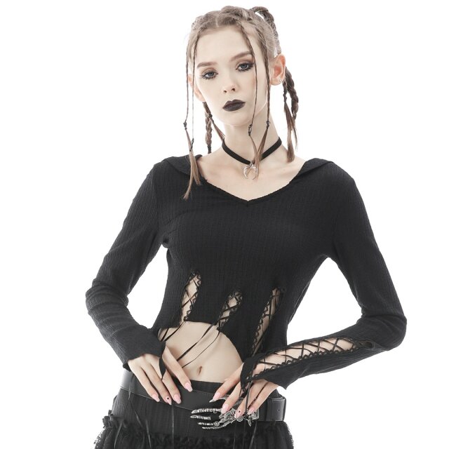 Bauchfreies Kapuzenshirt Glamour Witch mit Zipfeln XXL