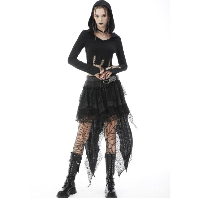 Bauchfreies Kapuzenshirt Glamour Witch mit Zipfeln XXL