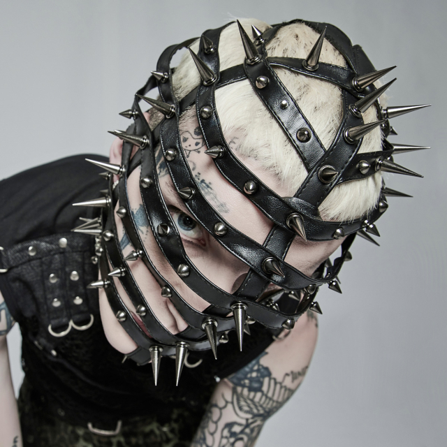 PUNK RAVE Head Cage Gomorrah with Spiked Rivets
