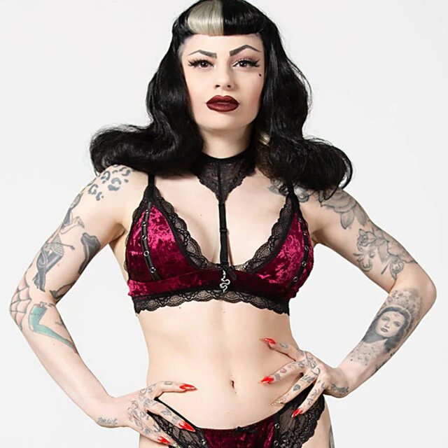 KILLSTAR Pin Stuck Bra in black or red blood