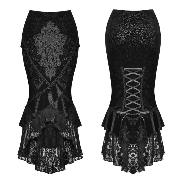 Pencil skirt Haunted Palace with flounces and lace