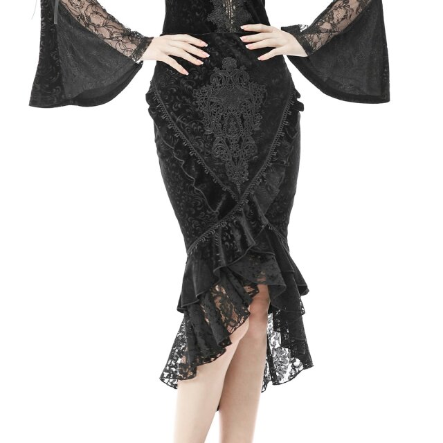 Pencil skirt Haunted Palace with flounces and lace