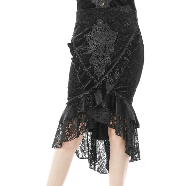 Pencil skirt Haunted Palace with flounces and lace