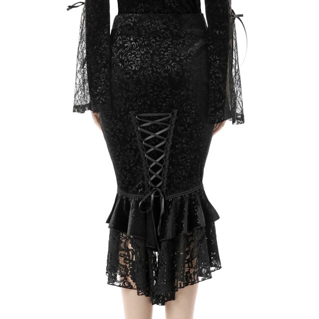 Pencil skirt Haunted Palace with flounces and lace