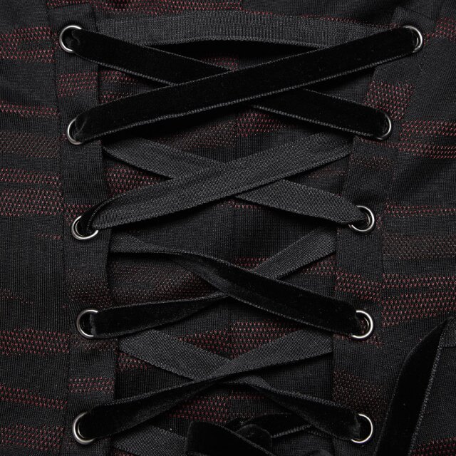 Black and Red Strappy Dress Desmoda with Bat Neckline