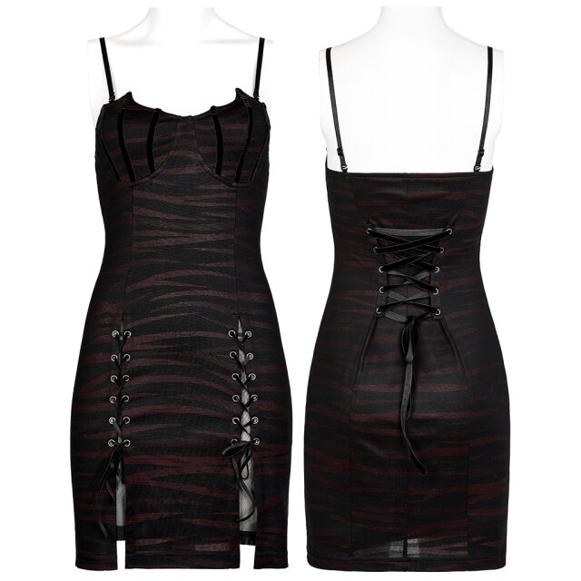 Black and Red Strappy Dress Desmoda with Bat Neckline