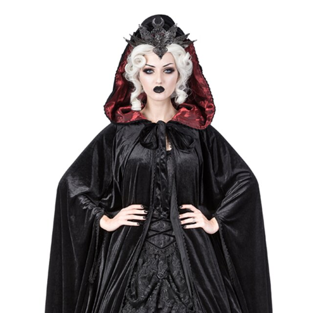 Gothic-Umhang  Fiodora mit Kapuze in zwei Farben schwarz-rot