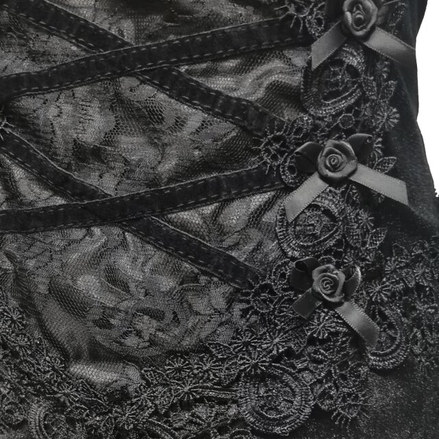 Sinister Gothic Velvet Dress Morticia with Lace
