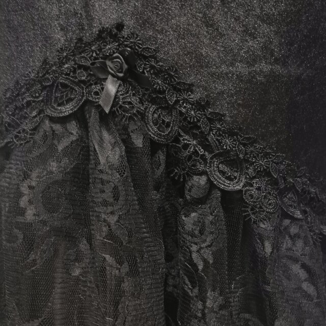 Sinister Gothic Velvet Dress Morticia with Lace