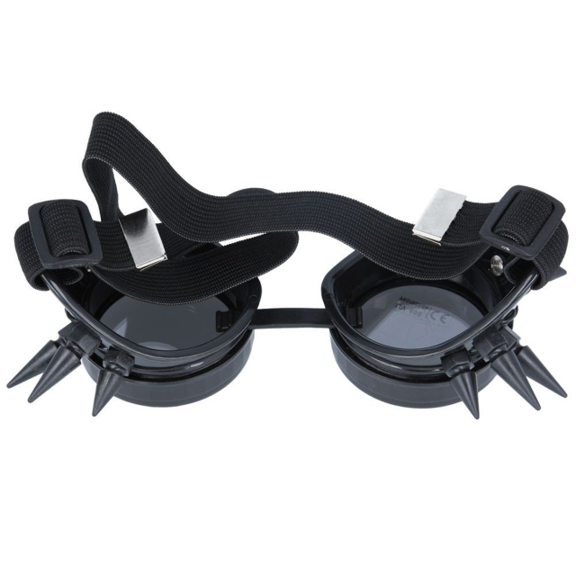 schwarze Steampunk Cyber-Goggles mit Spikes