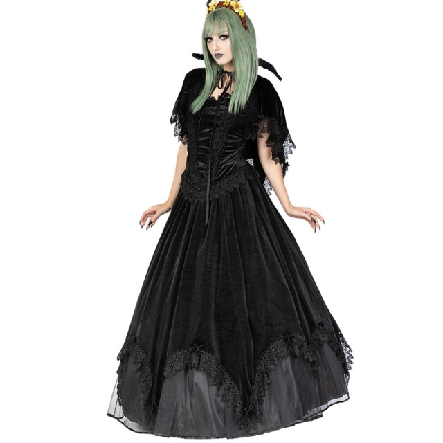 Langer viktorianischer Samtrock Dark Masquerade M