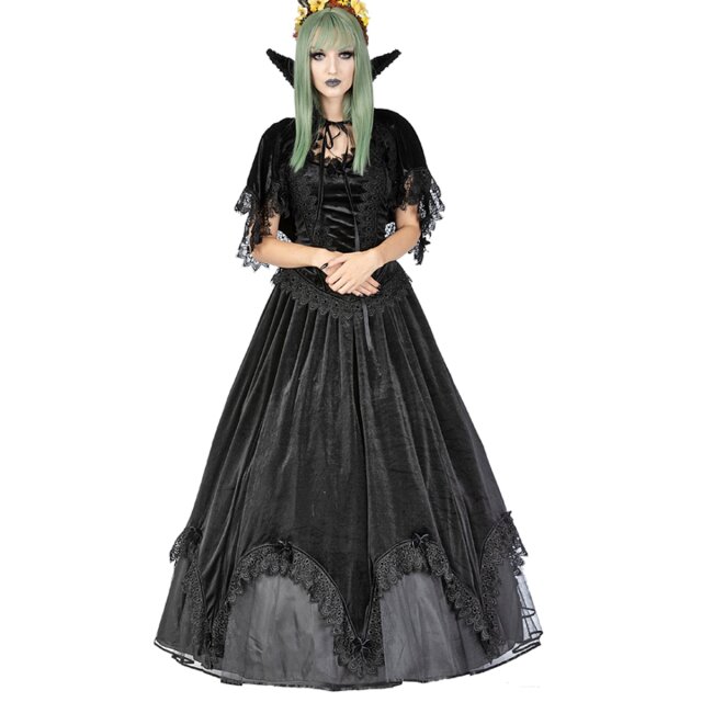 Langer viktorianischer Samtrock Dark Masquerade M