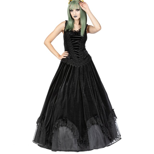 Langer viktorianischer Samtrock Dark Masquerade M