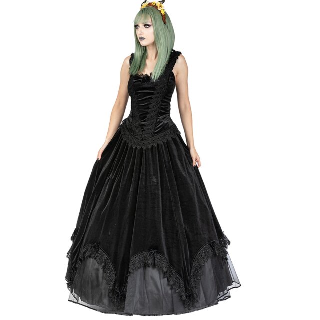Langer viktorianischer Samtrock Dark Masquerade M
