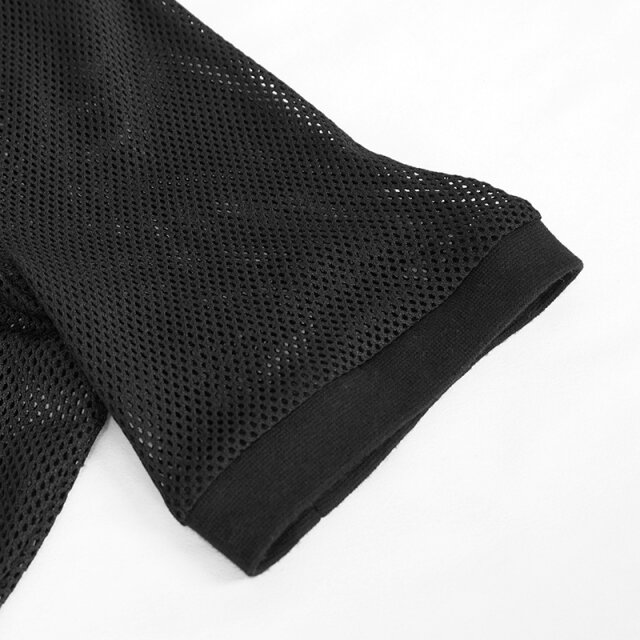 Schwarzes Kurzarm-Netzshirt 3XL