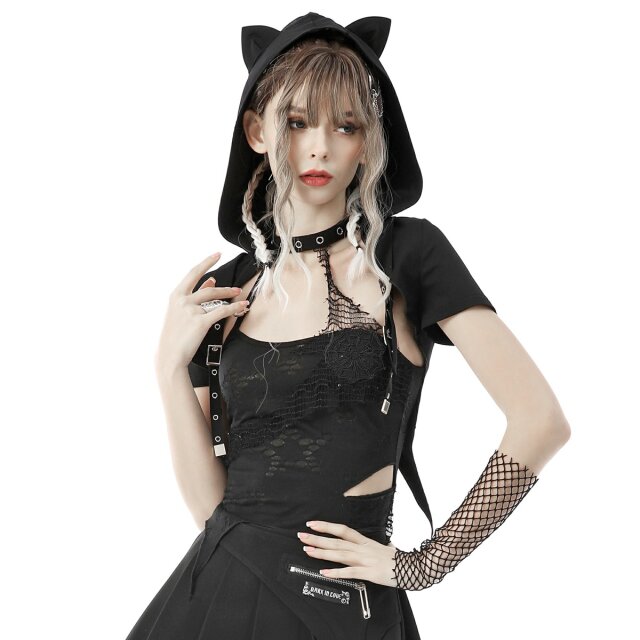 Hoodie-Bolero Felyne mit Ohren und Teufelsschwanz S